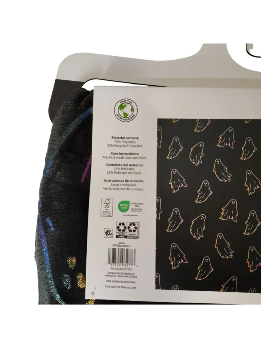Rainbow Ghost Throw Blanket Polyester 50x60 inch Halloween Black Neon Design